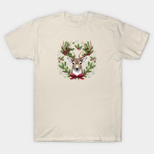 Christmas Reindeer embroidery style 01 T-Shirt